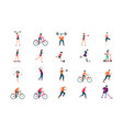 fitness people flat icon set sport man and woman vector image vector image