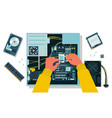 pc assembly personal computer components service vector image