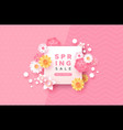 spring sale background with pink paper cut flower vector image vector image