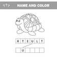 cartoon turtle outlined vector image