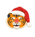 cute tiger in a santa claus hat vector image vector image