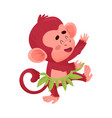 funny little red monkey dancing vector image