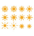set of sun icons in many style vector image