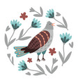 hand drawn bird and flowers vector image vector image