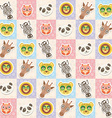 set of funny animals muzzle owl panda giraffe lion vector image vector image