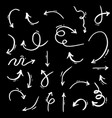 set hand drawn arrows doodle on black vector image