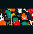 creative doodle art header with different shapes vector image