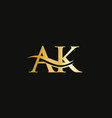 monogram letter ak logo design vector image