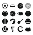 sport balls icons set flat style vector image
