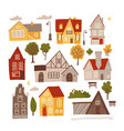 set bright colorful facades small cozy vector image