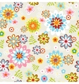 cute seamless flower pattern line art vector image