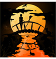 halloween silhouette of a young witch flying vector image