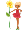 a fairy holding big flower vector image