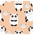 cartoon pattern with cute panda guru in love vector image