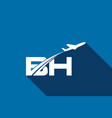initial letter b and h with aviation logo design vector image vector image