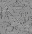 yoga seamless pattern with black silhouettes vector image vector image