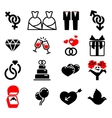 gay wedding icons set white vector image