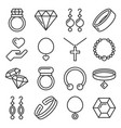 jewelry icons set on white background line style vector image vector image