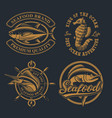 set vintage for seafood theme vector image