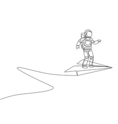 One single line drawing astronaut in spacesuit Vector Image