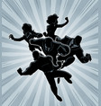 super business team silhouettes to rescue vector image