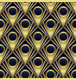 abstract art deco seamless blue and golden pattern vector image vector image