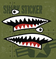 flying tiger shark mouth sticker vinyl on green vector image vector image