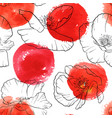 seamless pattern with drawing poppy flowers vector image vector image