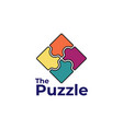 square puzzle set logo design template vector image