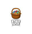 basket with easter eggs vector image