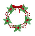 christmas holiday wreath icon vector image