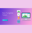 non fungible token banner in 3d style vector image