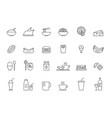 set simple kitchen food nad drink icons vector image vector image