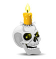 burning candle on a skull vector image