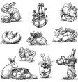 freehand drawings various vintage easter vector image