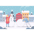 making snowman winter composition vector image