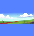 meadows fields with green grass and road vector image