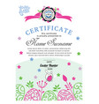 easter white blue certificate with bunny vector image