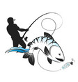 fisherman with a fishing rod and fish vector image