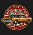 american muscle car colorful round emblem vector image