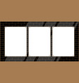 three sheets for ads on a brick wall vector image vector image