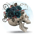 watercolor halloween decorated skull with roses vector image