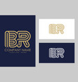b and r combination lines letter logo creative vector image
