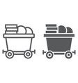 coins on mine trolley line and glyph icon finance vector image