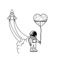 silhouette astronaut with spacesuit vector image
