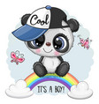 cartoon panda on rainbow vector image