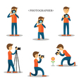 photographer with camera in action set vector image