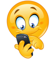 emoticon with smart phone vector image