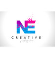 ne n e letter logo with shattered broken blue vector image