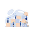 people connecting puzzle elements flat design vector image vector image